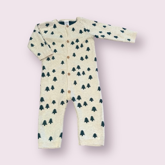 Carter's Other - Carter's Baby Cream Knit Sweater Romper with Christmas Tree Print Size 9 Months